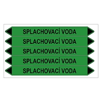 Značení potrubí, splachovací voda,5 ks, 150 × 12 mm